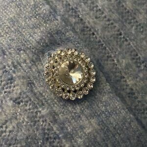 Talbots Jewel Embellished Sweater Blue White Knit Top Size Medium